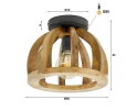 Plafondlamp gebogen houten spijl - Massief mango naturel