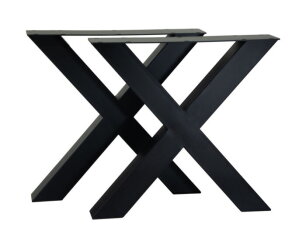 Tafelpoten - X-model - 75x12x72 - Gepoedercoat zwart - Metaal - Set van 2